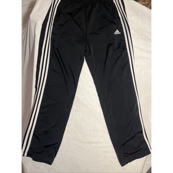 adidas Other - Vintage 90s Adidas Break Away Snap Pants Large Black Basketball Straight Leg